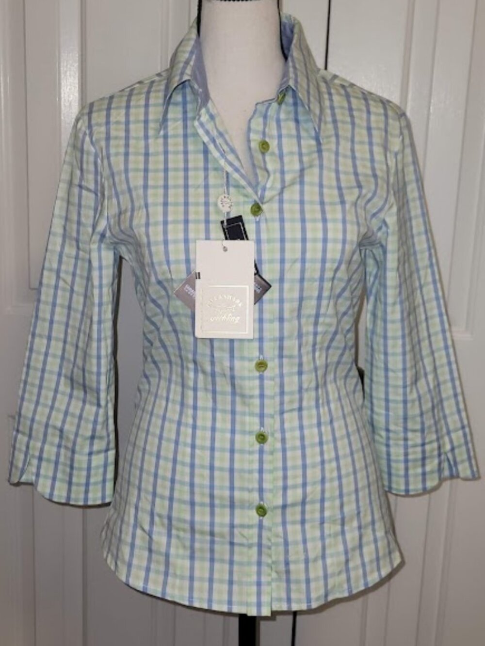 Paul & Shark Plaid Cotton Stretch Shirt Size 4 NWT Italy